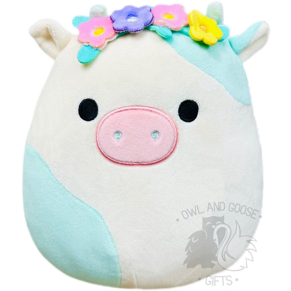 8 Inch Belana the Cow with Flower Headband Squishmallow